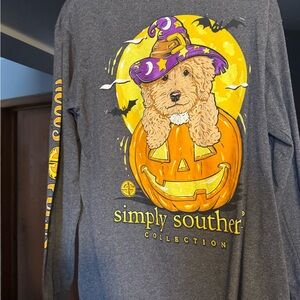 Simply Southern Gray Tee with Halloween Dog Design